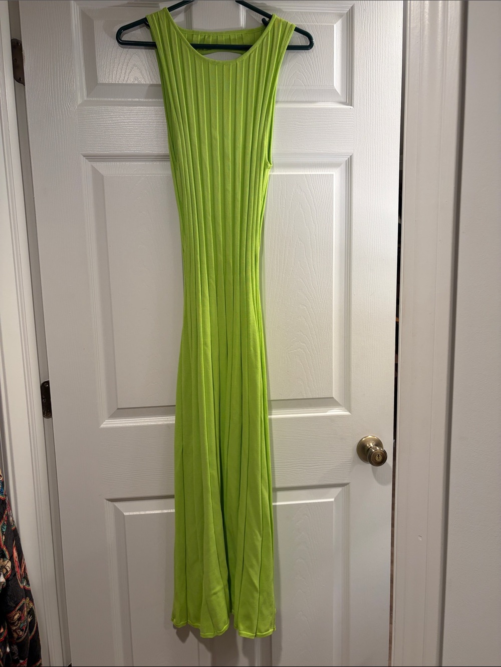 Meshki Neon Lime Ribbed Sleeveless Maxi Dress